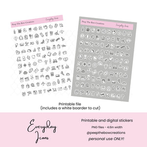 Foiled Everyday Icons (printable black included)