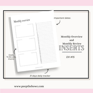 DII- 15 -  Monthly overview and Monthly review pages (Digital Inserts Individual)
