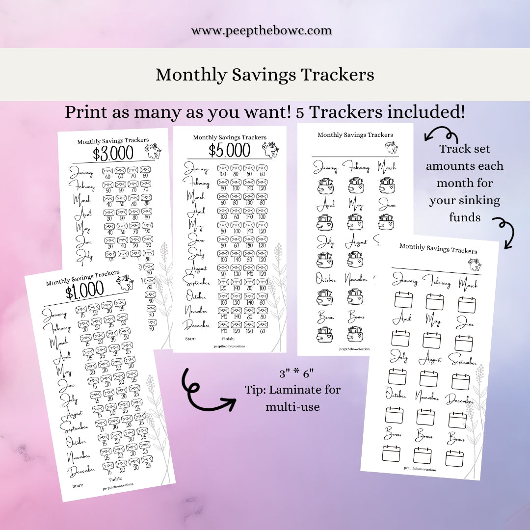 Monthly Savings Trackers on demand!