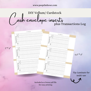 DIY Cash Vellum/Cardstock Envelope Inserts