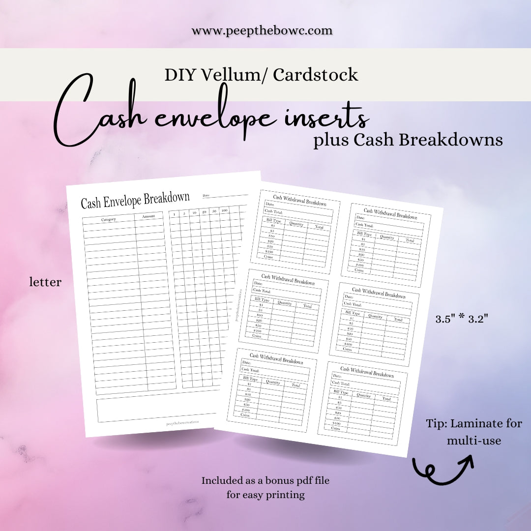 DIY Cash Vellum/Cardstock Envelope Inserts