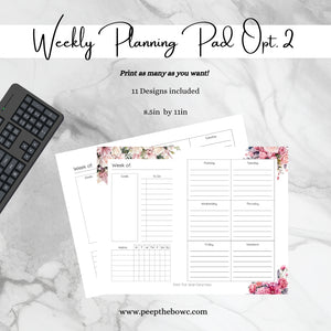 Weekly Planning Pad Option 2 - Printable