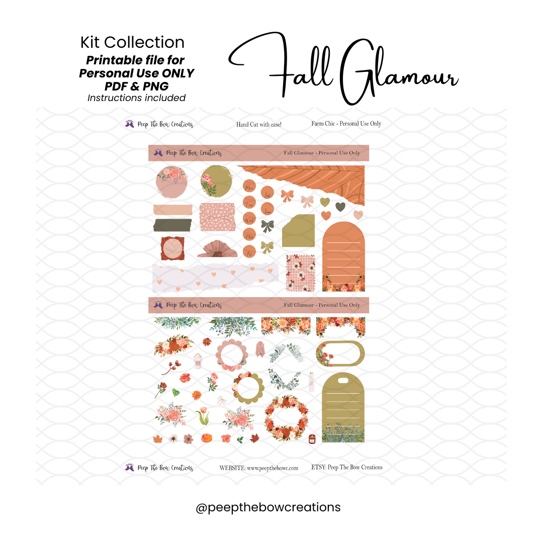 Fall Glamour Printable Journaling Sticker Kit