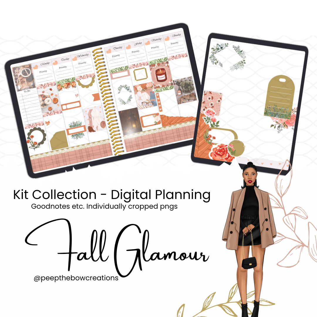 Fall Glamour Digital Weekly & Journal Planner Kit