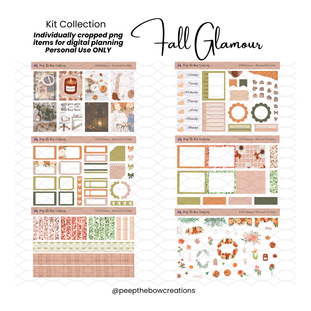 Fall Glamour Digital Weekly & Journal Planner Kit