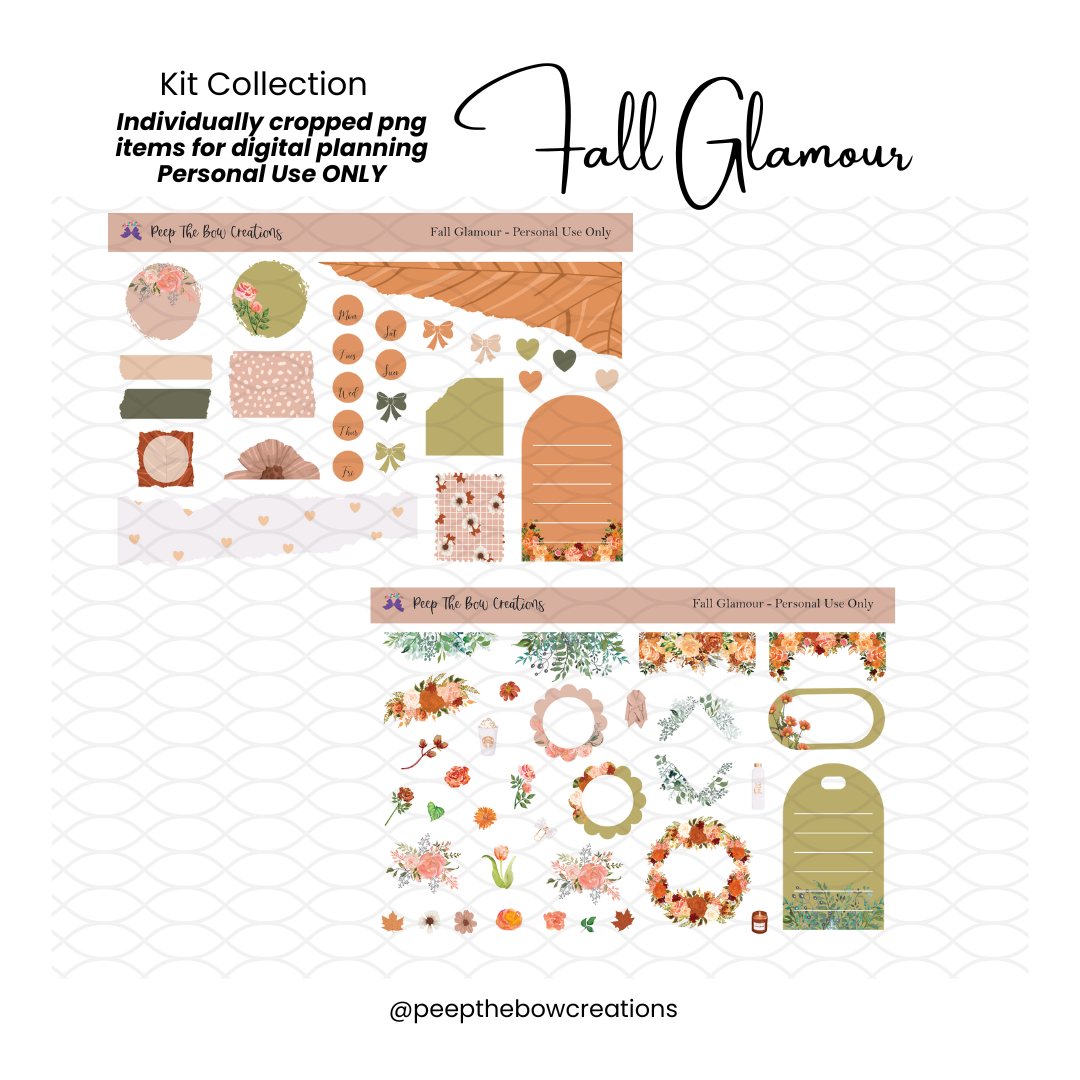 Fall Glamour Digital Weekly & Journal Planner Kit