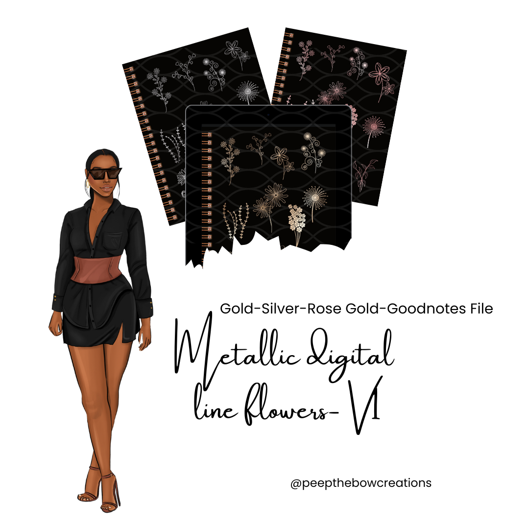 Digital Planner line flowers V1