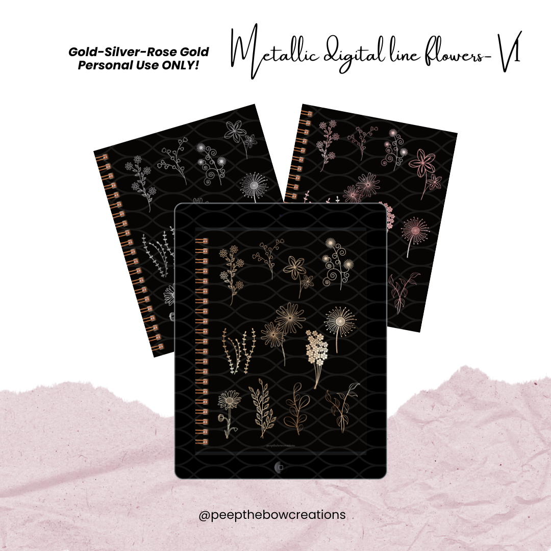 Digital Planner line flowers V1