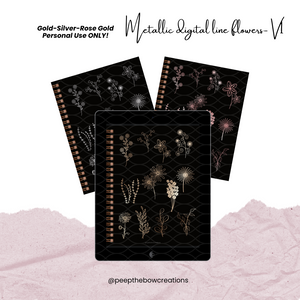 Digital Planner line flowers V1