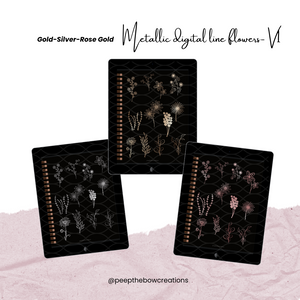 Digital Planner line flowers V1