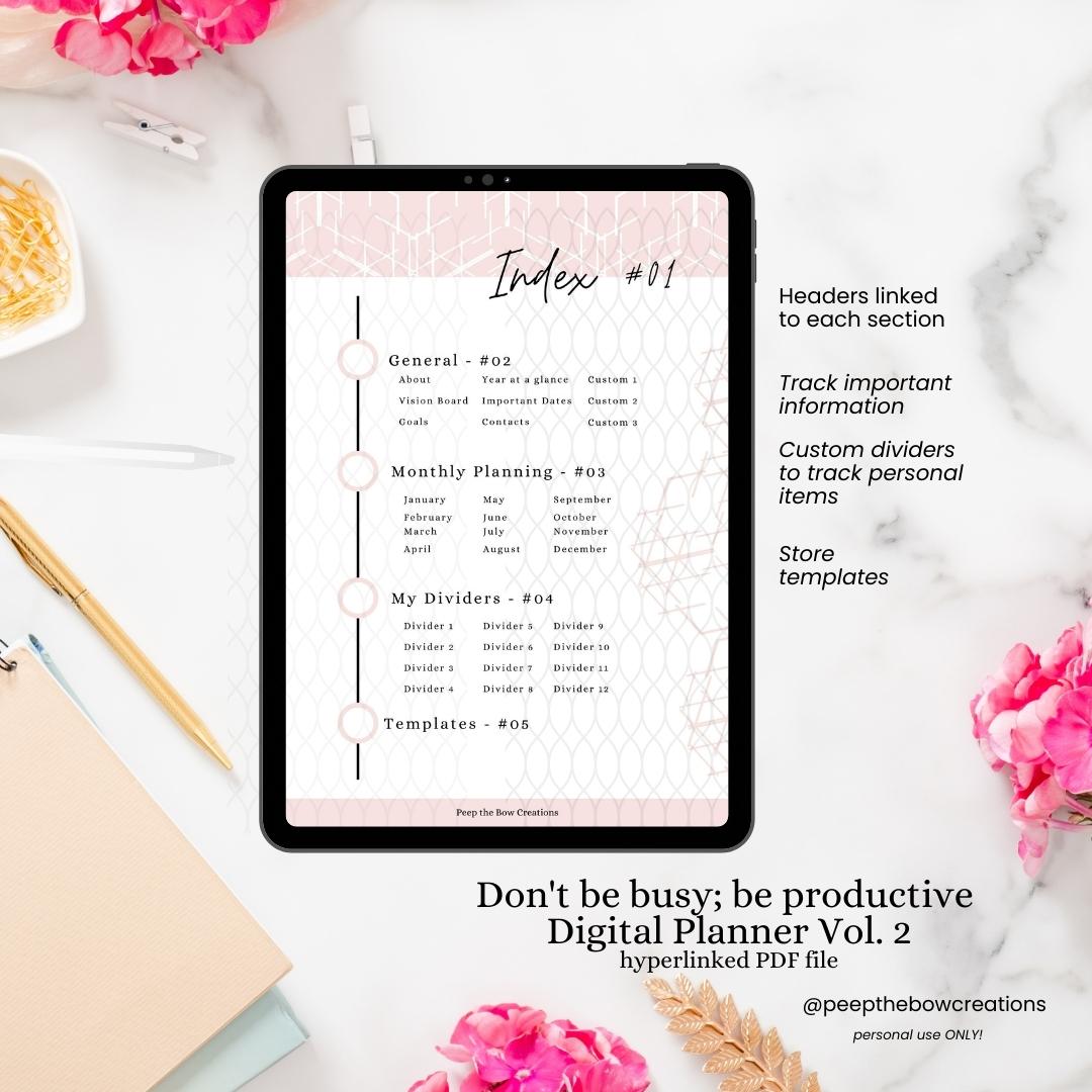Don't by busy; be productive Digital Planner Vol. 2