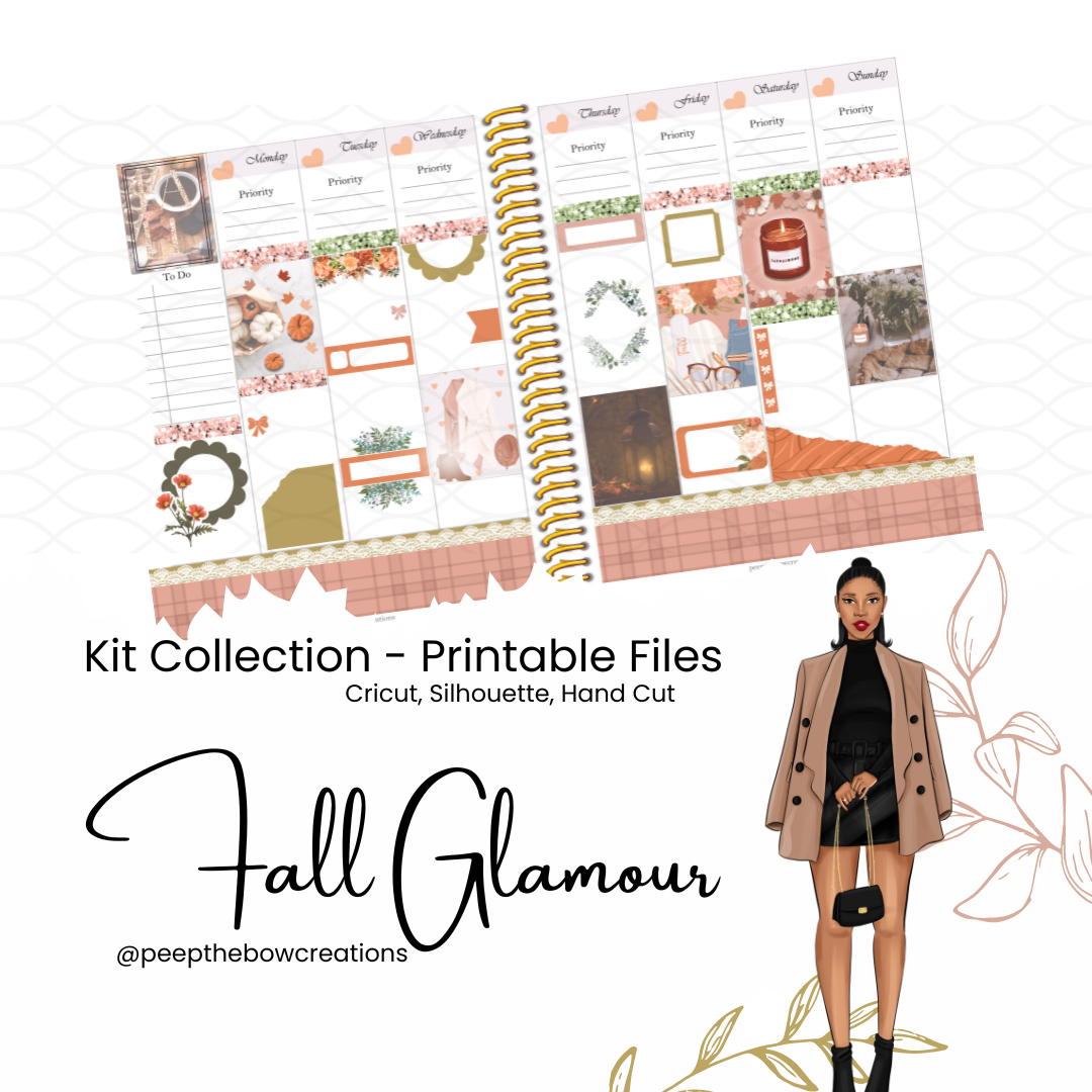 Fall Glamour Printable Vertical Weekly Planner Sticker Kit