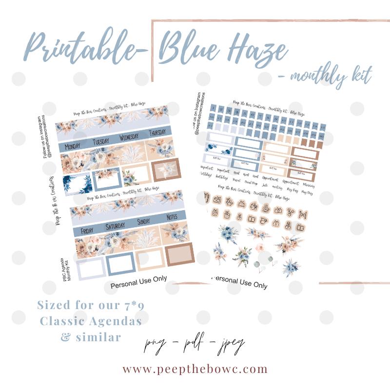 Blue Haze Classic Monthly Kit - PRINTABLE