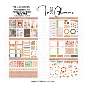 Fall Glamour Printable Vertical Weekly Planner Sticker Kit