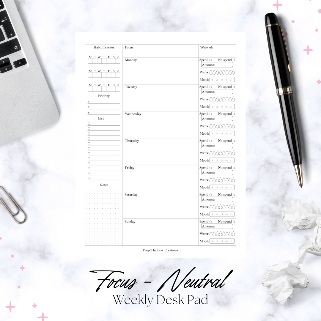 Weekly Desk Planners
