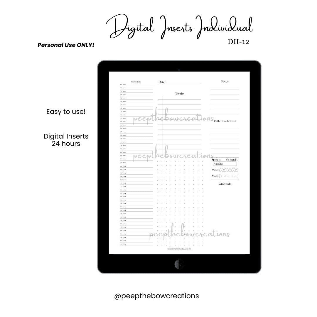DII- 12 - Daily View 24 hours (Digital Inserts Individual)