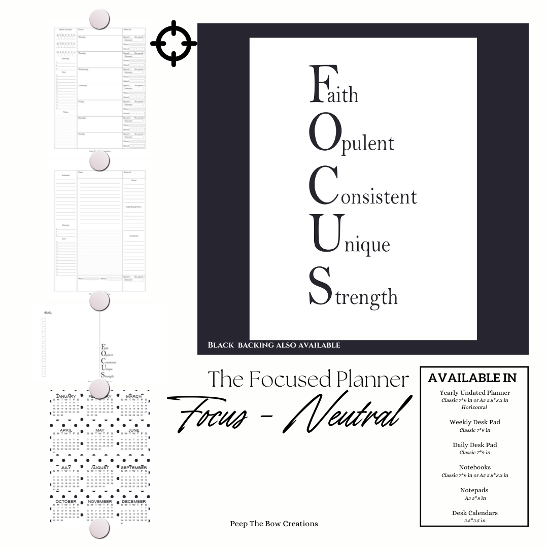 Black on White Focus Planner